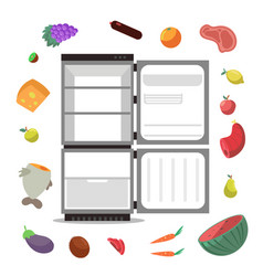 Open Empty Fridge With Healthy Food Diet