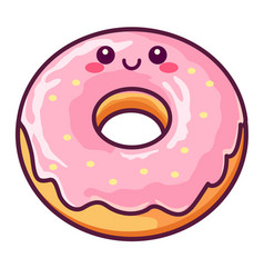 Happy Donut Characters Kawaii Cute Doughnut