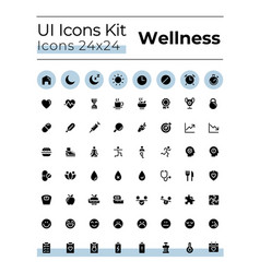 Health And Wellness Black Glyph Ui Icons Set