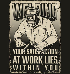 Welder In Mask Monochrome Poster