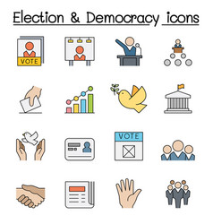 Election And Democracy Color Line Icon Set