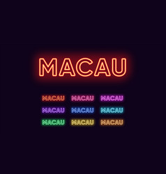 Neon Macau Name City In China Text Macau