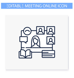 Online Book Club Line Icon Editable