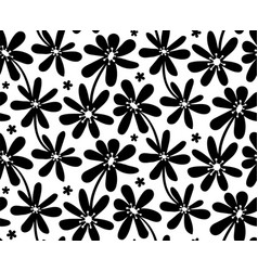 Black Flower On White Background Seamless Pattern