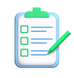 Document 3d Icon To-do List On Clipboard With Pen