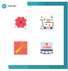 Set 4 Flat Icons On Grid For Hearts Photo Date