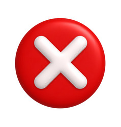 White Cancel Cross Mark Icon On Round Red Button