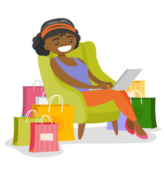 African Woman Using Laptop For Online Shopping