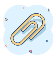 Cartoon Paper Clip Attachment Icon In Comic Style