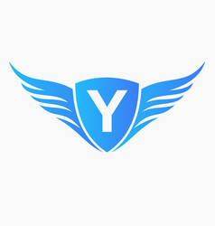 Wing Logo On Letter Y Transportation Symbol