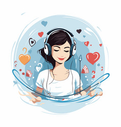 Young Woman Listening To Music With Headphones