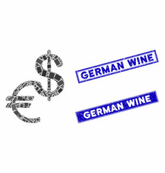 Currency Mosaic And Grunge Rectangle German Wine