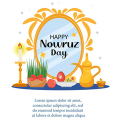 Happy Nowruz Day Greeting Card Template For Your