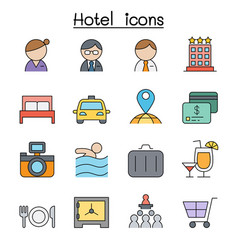 Hotel Color Line Icon Set