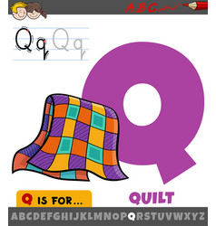 Letter Q From Alphabet With Cartoon Quilt Object