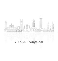 Outline Skyline Panorama Of City Manila