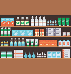 Pharmacy Shelves With Medicines Tablets