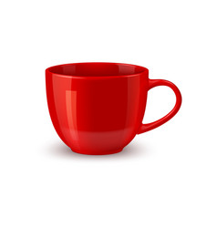 Red Ceramic Coffee Mug And Tea Cup Mockup Design