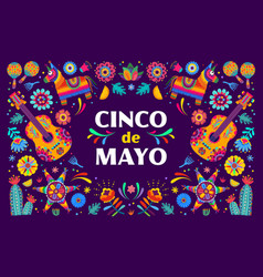 Cinco De Mayo Banner Cartoon Festive Card