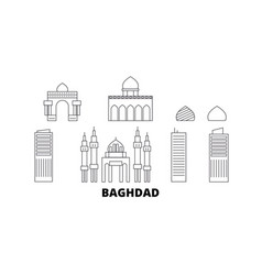 Iraq Baghdad Line Travel Skyline Set