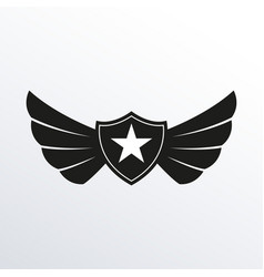 Shield With Wings And Star Winged Logo Template