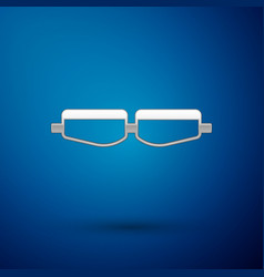 Silver Safety Goggle Glasses Icon Isolated On Blue