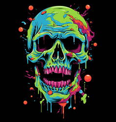 Colorful Skull Isolated On Black Background