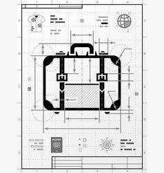 Suitcase Silhouette As Technical Drawing