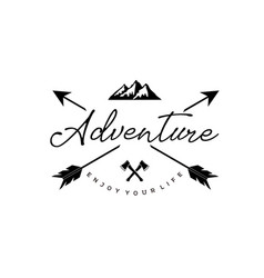 Vintage Hipster Adventure Lettering Logo With Arro