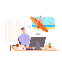 Worker Dreaming Vacation Office Employee