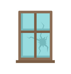 Broken Window Icon Flat Isolated