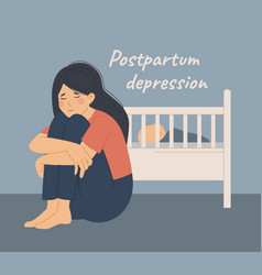 Postnatal Depression Sad Woman Sits Near A Baby