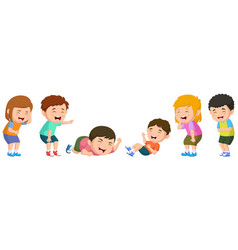 Set Of Cute Children Cartoon Laughing