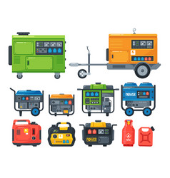 Set Of Stationary Industrial And Portable Diesel