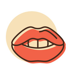 Woman Red Lips Icon Female Mouth Shape