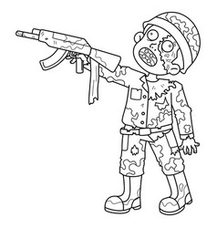 Zombie Soldier Isolated Coloring Page For Kids