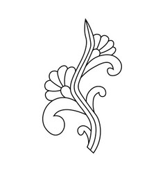 Flower And Leaf Drawing In Outline Style