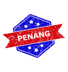 Hexagonal Bicolor Penang Stamp With Scratched