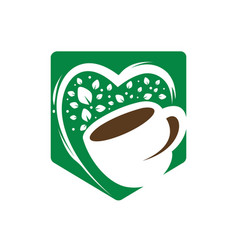 Leaf Mug For Natural Drink Logo Design Template