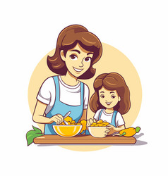 Mother And Daughter In The Kitchen Cartoon