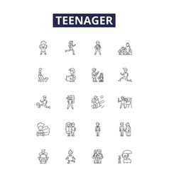 Teenager Line Icons And Signs Adolescent