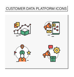 Customer Data Platform Color Icons Set