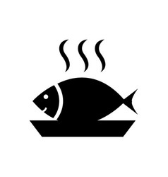 Fish Grill Line Icon Isolated On White Background