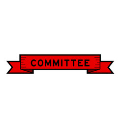 Ribbon Label Banner With Word Committee In Red