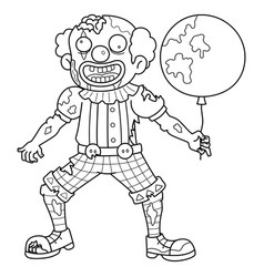 Zombie Clown Isolated Coloring Page For Kids