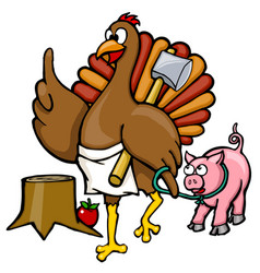 Cartoon Thanksgiving Turkey With Pig