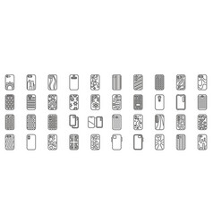 Case Mobile Phone Icons Set Outline Pro