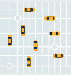 City Map With Taxi Cars For Mobile App Top View