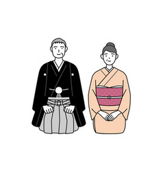 Kimono-clad Senior Couple Greeting The New Year