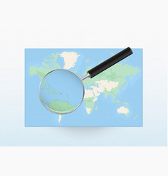 Map Of The World With A Magnifying Glass Aimed